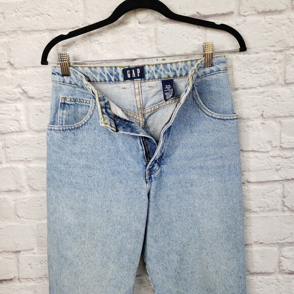 Vintage GAP High Waisted Tapered Leg Mom Jeans Light Wash Cotton Grunge Sz 9/10 - Picture 4 of 14